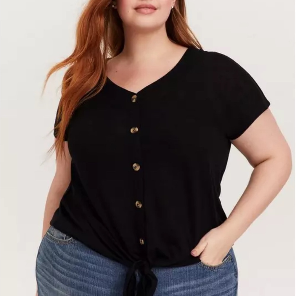 Torrid size 4 - Slub V-Neck Button-Down Tie-Front Dolman Midi Tee